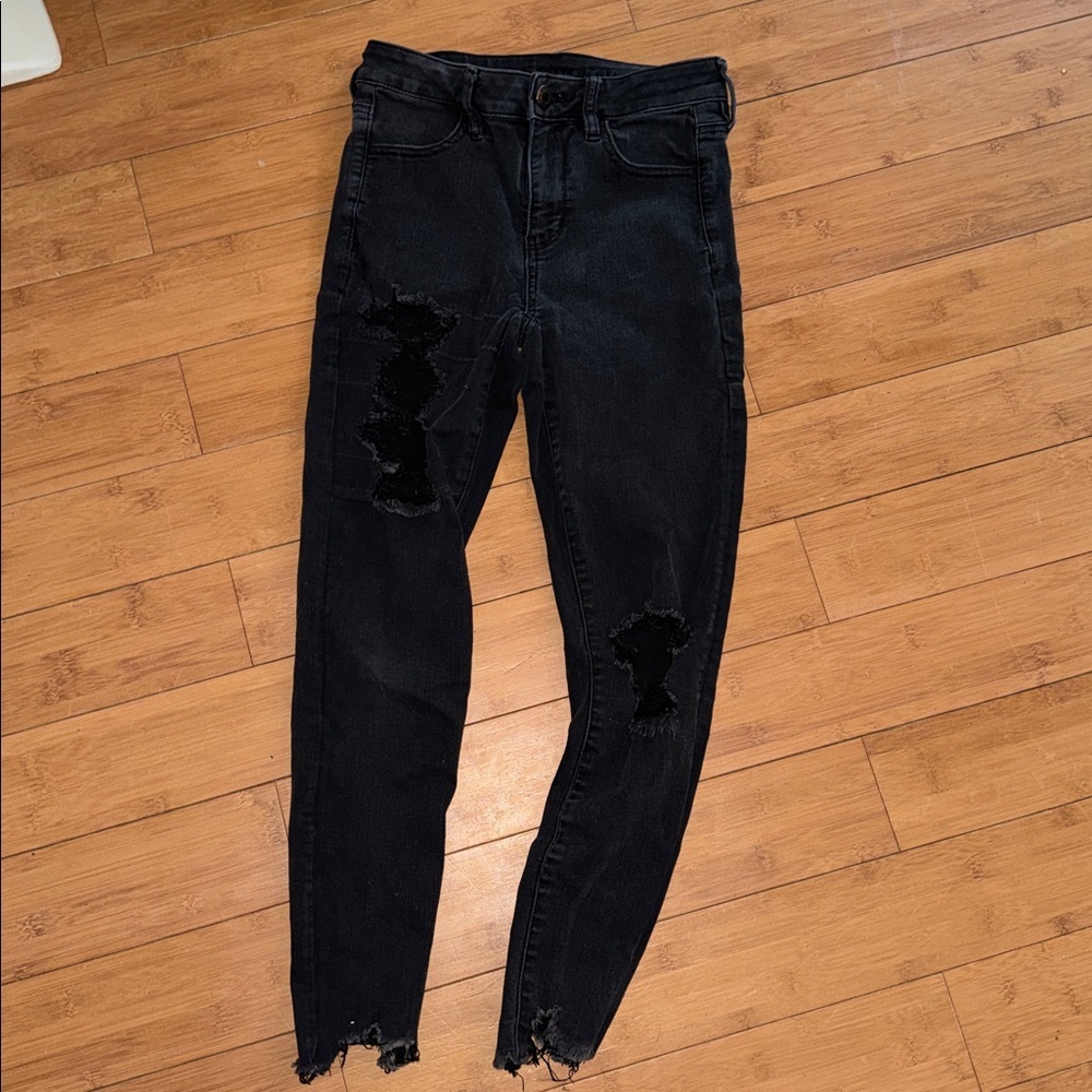 American Eagle Outfitters Black Ripped Skinny Jeans